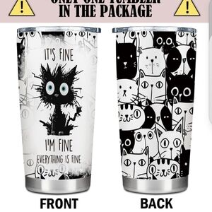 It's Fine I'm Fine Everything's Fine Kitty Double Insulated SS Tumbler 20oz
